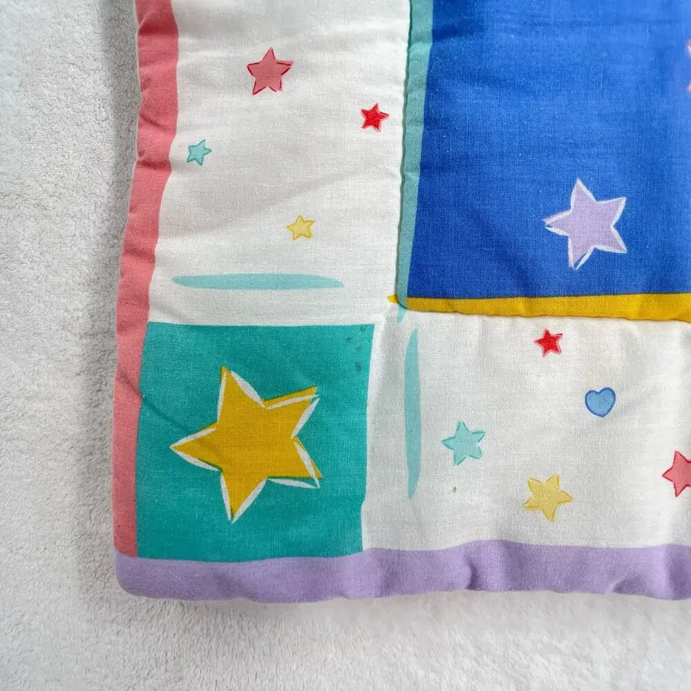 Vtg Disney Babies Quilt Mickey Minnie Stars Hearts Shapes Nursery Baby Blanket
